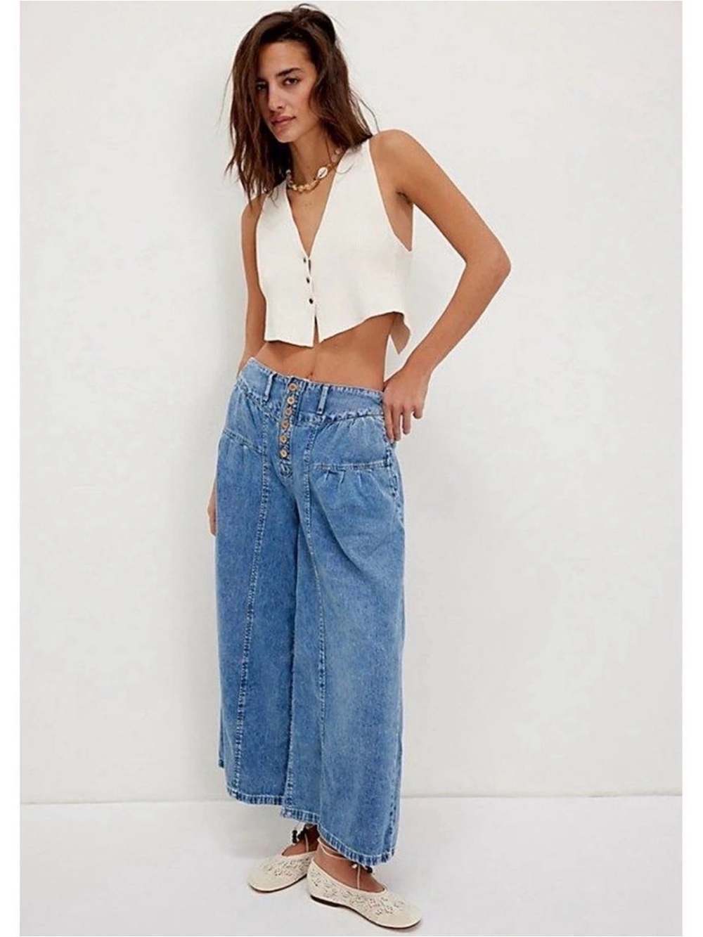 Free People “ Free blossom pull on jeans” XS Button-Front Women's Jeans
